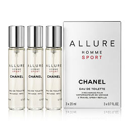 Chanel Allure Homme Sport EDT Zestaw podróżny: 2 wkłady po 20 ml + atomizer z wkładem 20 ml M