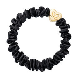 By Eloise London Gold Heart Skinny Silk Scrunchie