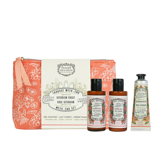 Panier des Sens Rose Géranium Krem do rąk 30 ml + SG 70 ml + BL 70 ml + Kosmetyczka W