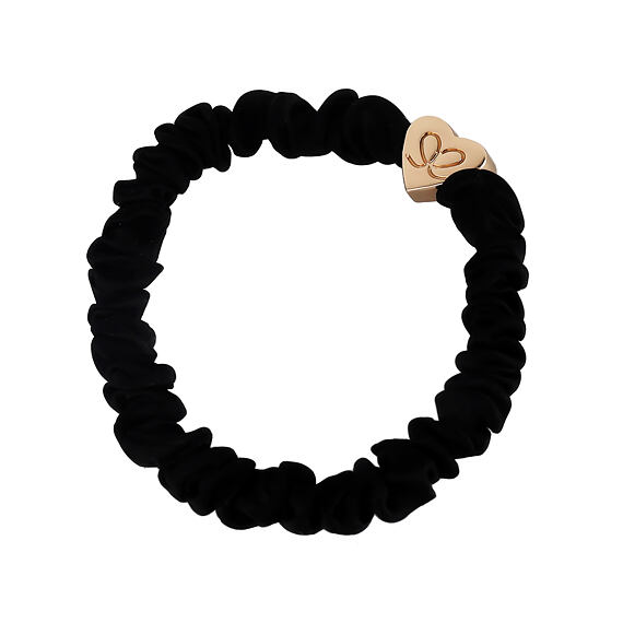 By Eloise London Gold Heart Skinny Silk Scrunchie