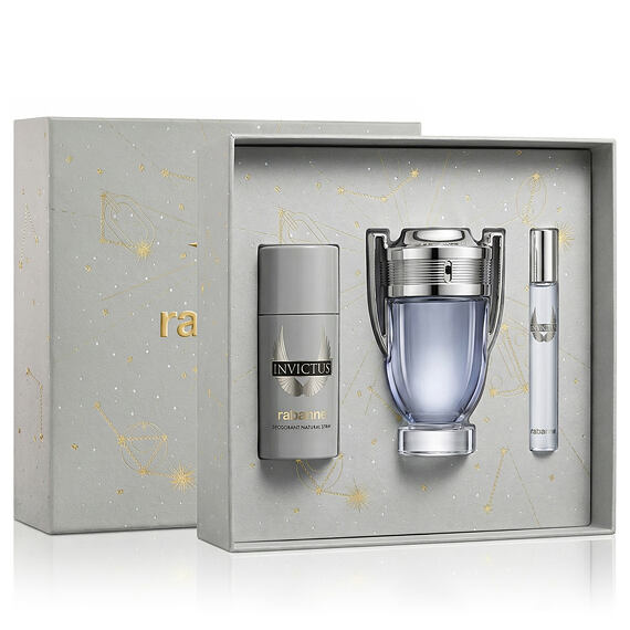 Rabanne Invictus EDT 100 ml + EDT MINI 10 ml + DEO w sprayu 150 ml M
