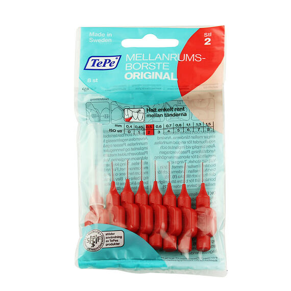 TePe Original szczoteczki międzyzębowe 2 červené (0,5 mm) 8 szt