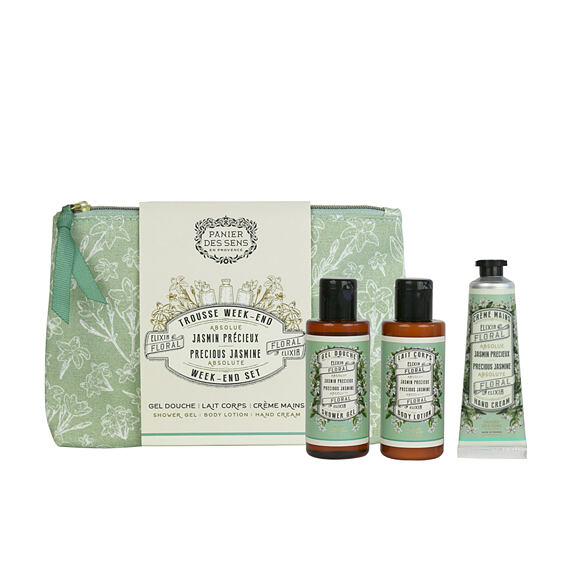 Panier des Sens Precious Jasmine SG 70 ml + BL 70 ml + Krem do rąk 30 ml + Kosmetyczka W