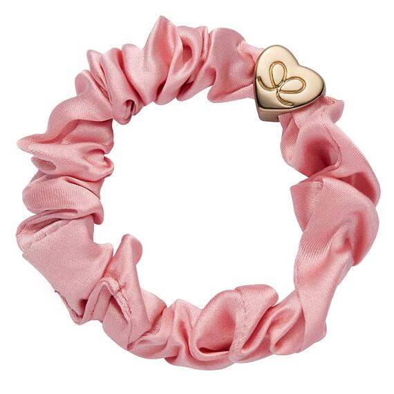By Eloise London Gold Heart Silk Scrunchie