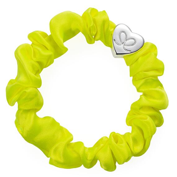 By Eloise London Silver Heart Silk Scrunchie