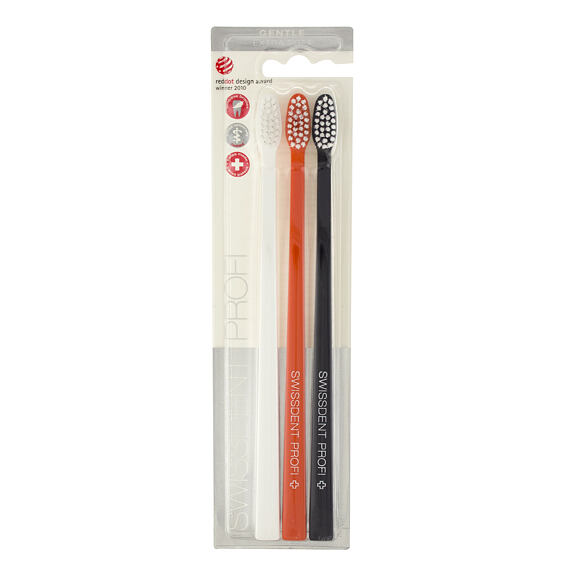 Swissdent Colours Soft-Medium szczoteczki do zębów (czarny, pomarańczowy, biały) 3 szt
