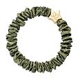 By Eloise London Gold Star Skinny Silk Scrunchie - Olive Green