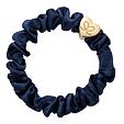 By Eloise London Gold Heart Silk Scrunchie - Navy Blue