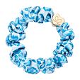 By Eloise London Gold Heart Silk Scrunchie - Blue Leopard