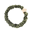 By Eloise London Gold Star Skinny Silk Scrunchie - Olive Green