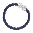 By Eloise London Silver Diamanté Bow - Navy Blue