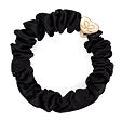 By Eloise London Gold Heart Silk Scrunchie - czarny
