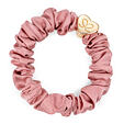 By Eloise London Gold Heart Silk Scrunchie - Champagne Pink