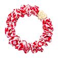 By Eloise London Gold Heart Silk Scrunchie - Red Leopard