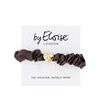 By Eloise London Gold Heart Silk Scrunchie - Mocha